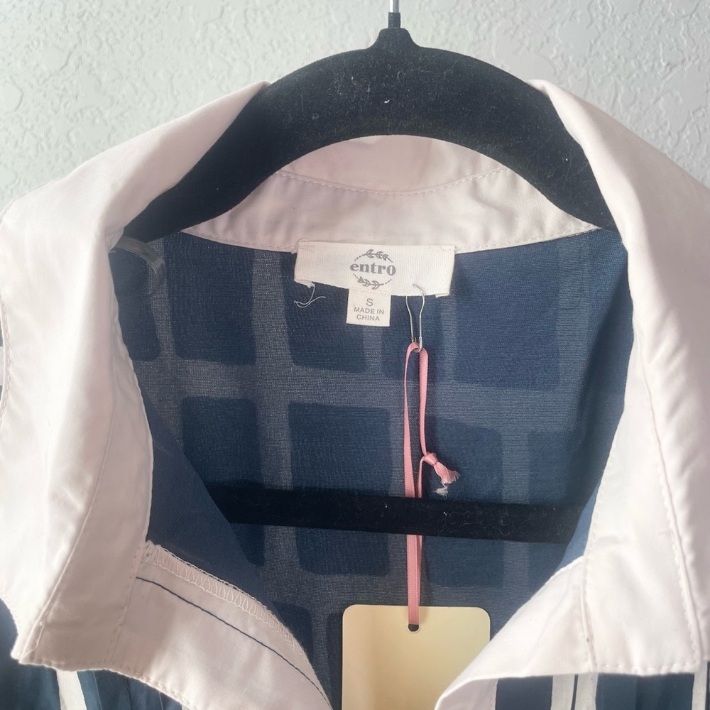 Entro Navy Patterned Puff Sleeve Dress - Picture 8 of 10